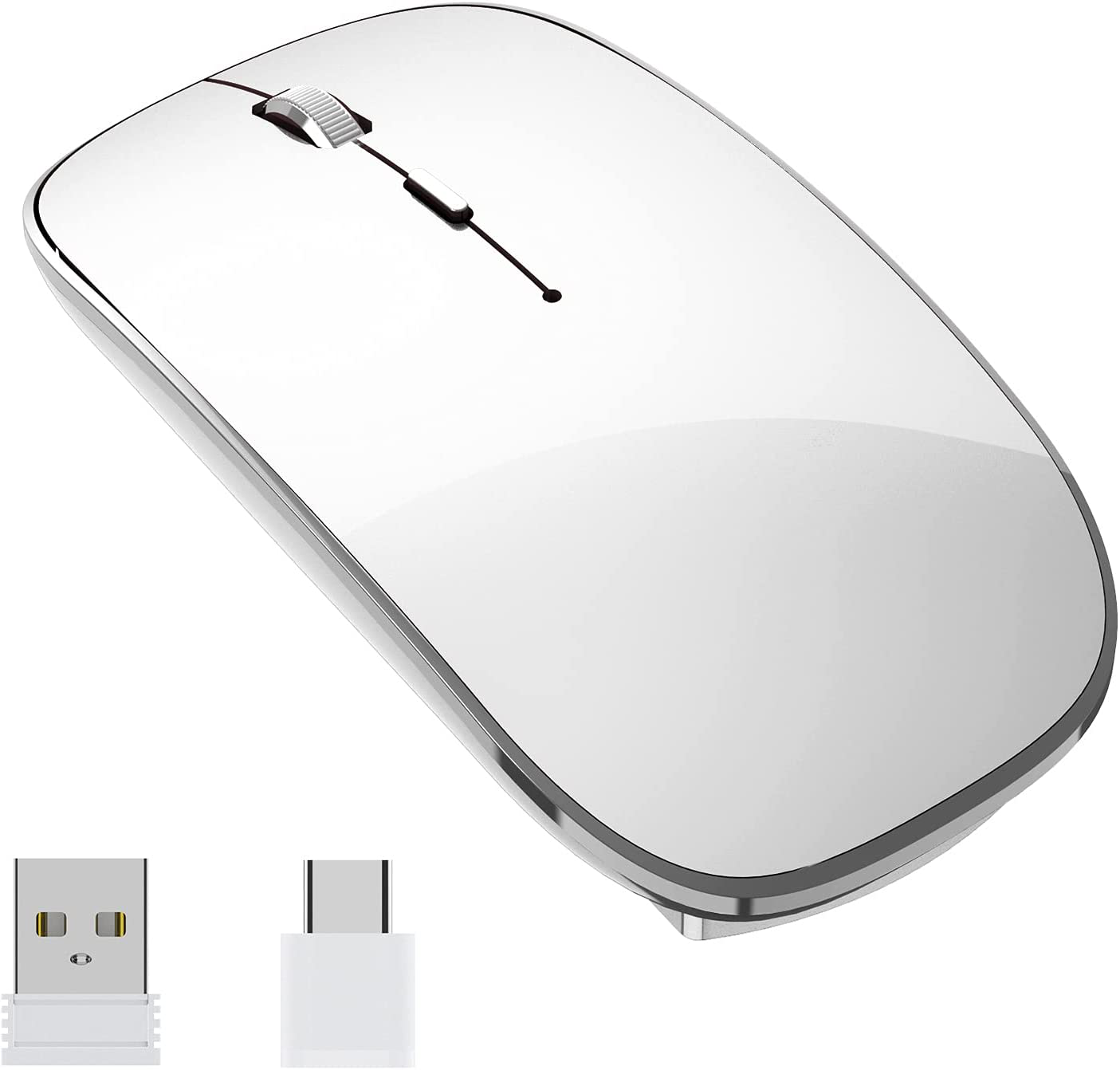 Halpilt Wireless Mouse Rechargeable, Portable, Silent Click USB-A Type-C Dual Mode 3 Adjustable DPI Business Office Leisure Home Small Mouse (Q23S Rose Gold)