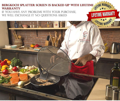 Grease Splatter Screen for Frying Pan 15" - Stops 99% of Hot Oil Splash - Protects Skin from Burns - Splatter Guard for Cooking - Iron Skillet Lid Keeps Kitchen Clean - Stainless Steel (15 inch)