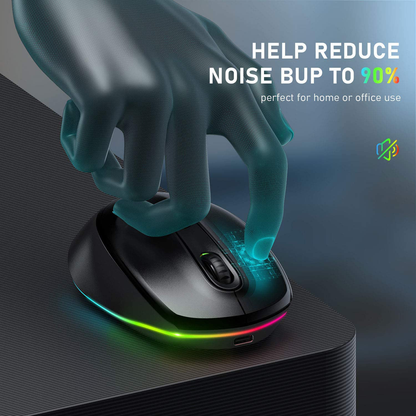 seenda Wireless Mouse, Ultra Silent Rechargeable Light Up LED Mouse with USB Receiver, Comfortable Cordless Mice and 3 Adjustable DPI for Laptop Computer Chromebook, Black