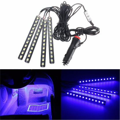 EJ's SUPER CAR Car LED Strip Light, 4pcs 36 LED Multi-Color Car Interior Lights Under Dash Lighting Waterproof Kit with Multi-Mode Change and Wireless Remote Control, Car Charger Included,DC 12V