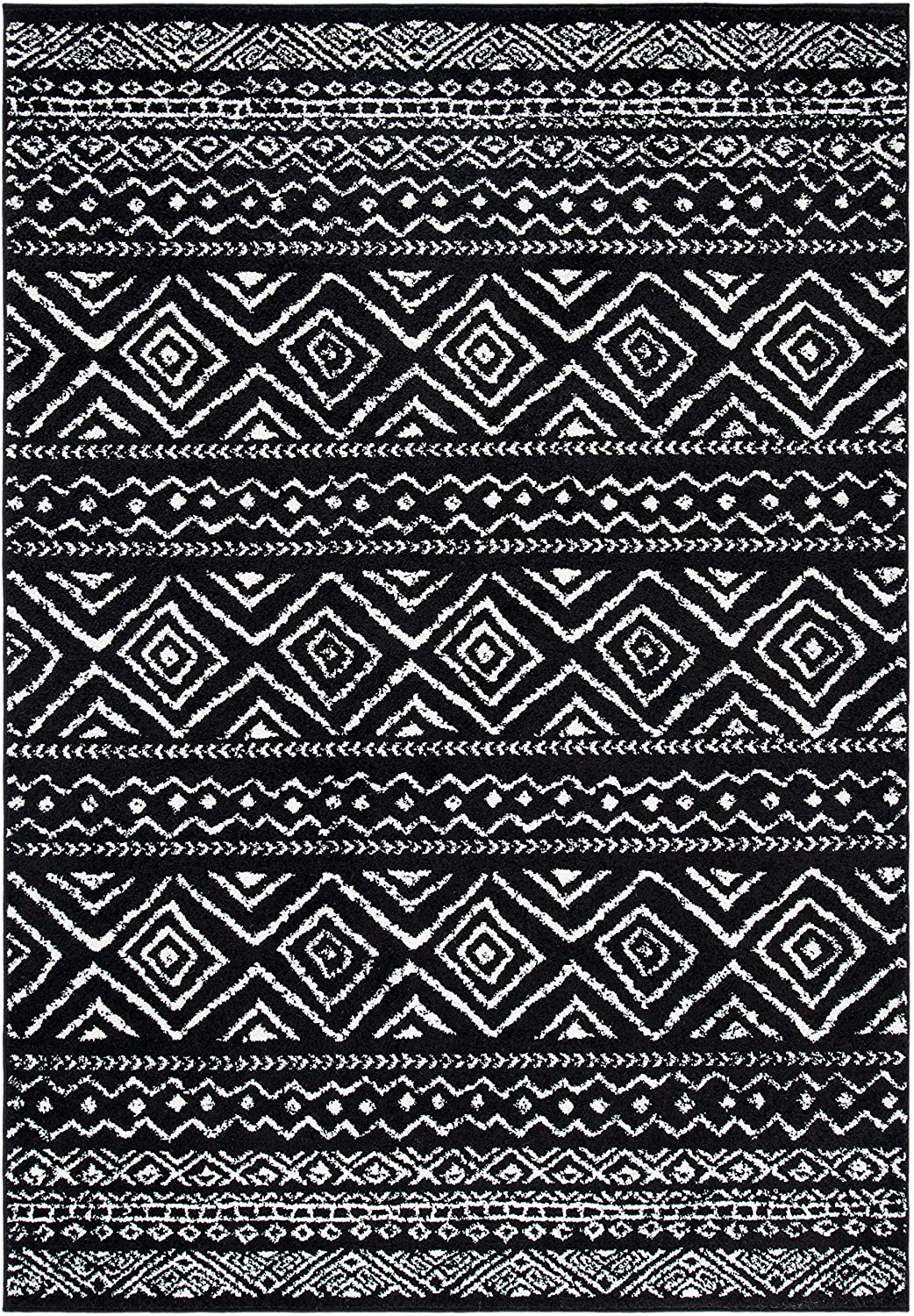 Safavieh Tulum Collection TUL267N Moroccan Boho Distressed Non-Shedding Stain Resistant Living Room Bedroom Runner, 2' x 11' , Navy / Ivory