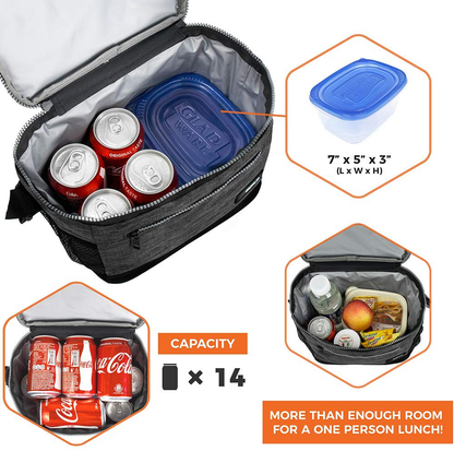 OPUX Insulated Lunch Box for Men Women, Leakproof Thermal Lunch Bag for Work, Reusable Lunch Cooler Tote, Soft School Lunch Pail for Kids with Shoulder Strap, Pockets, 14 Cans, 8L, Heather Red