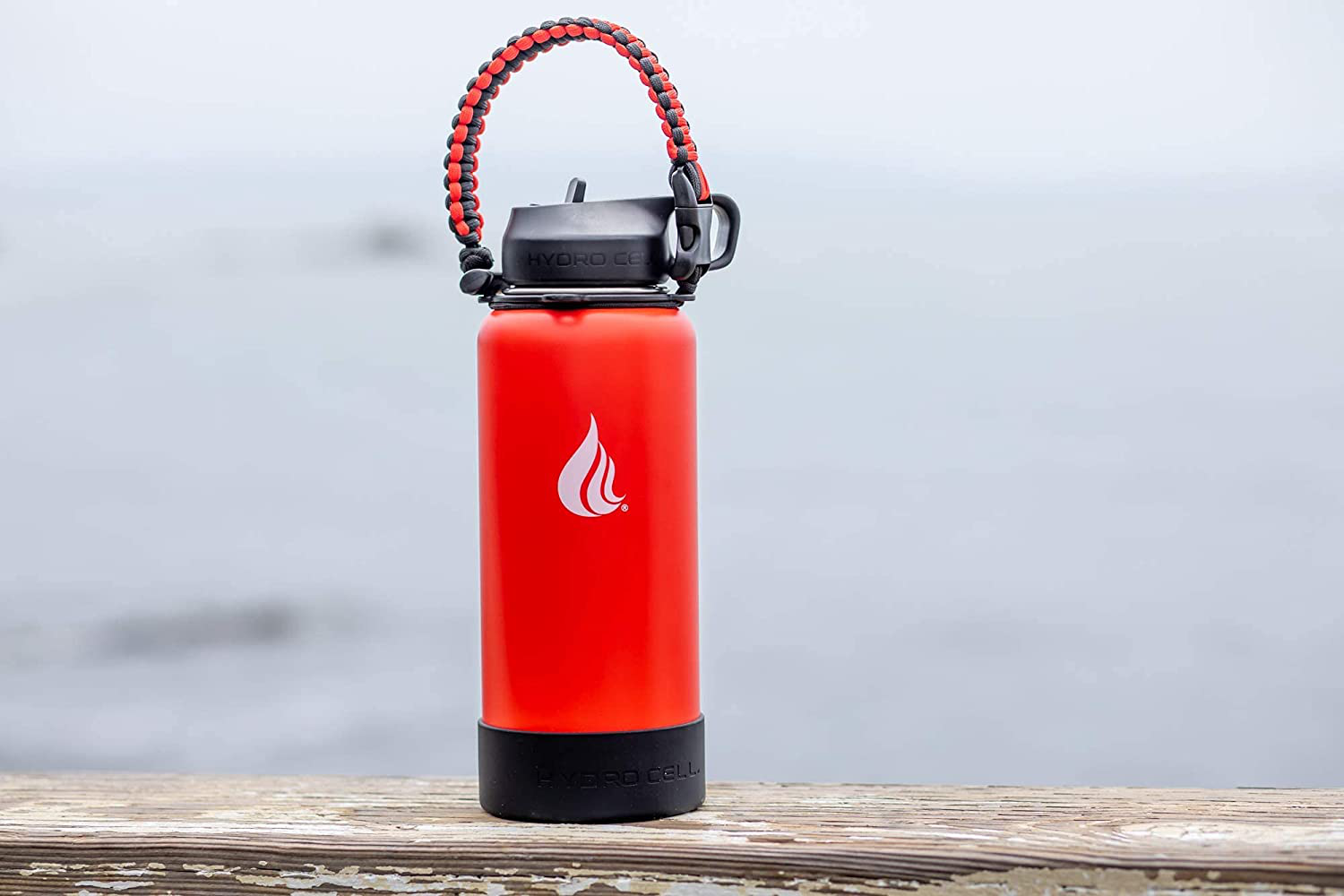  Wide Mouth Paracord Handle - Strap Carrier with Safety Ring and Carabiner - Compatible with 18, 24, 32, 40, and 64 oz Stainless Steel Water Bottles