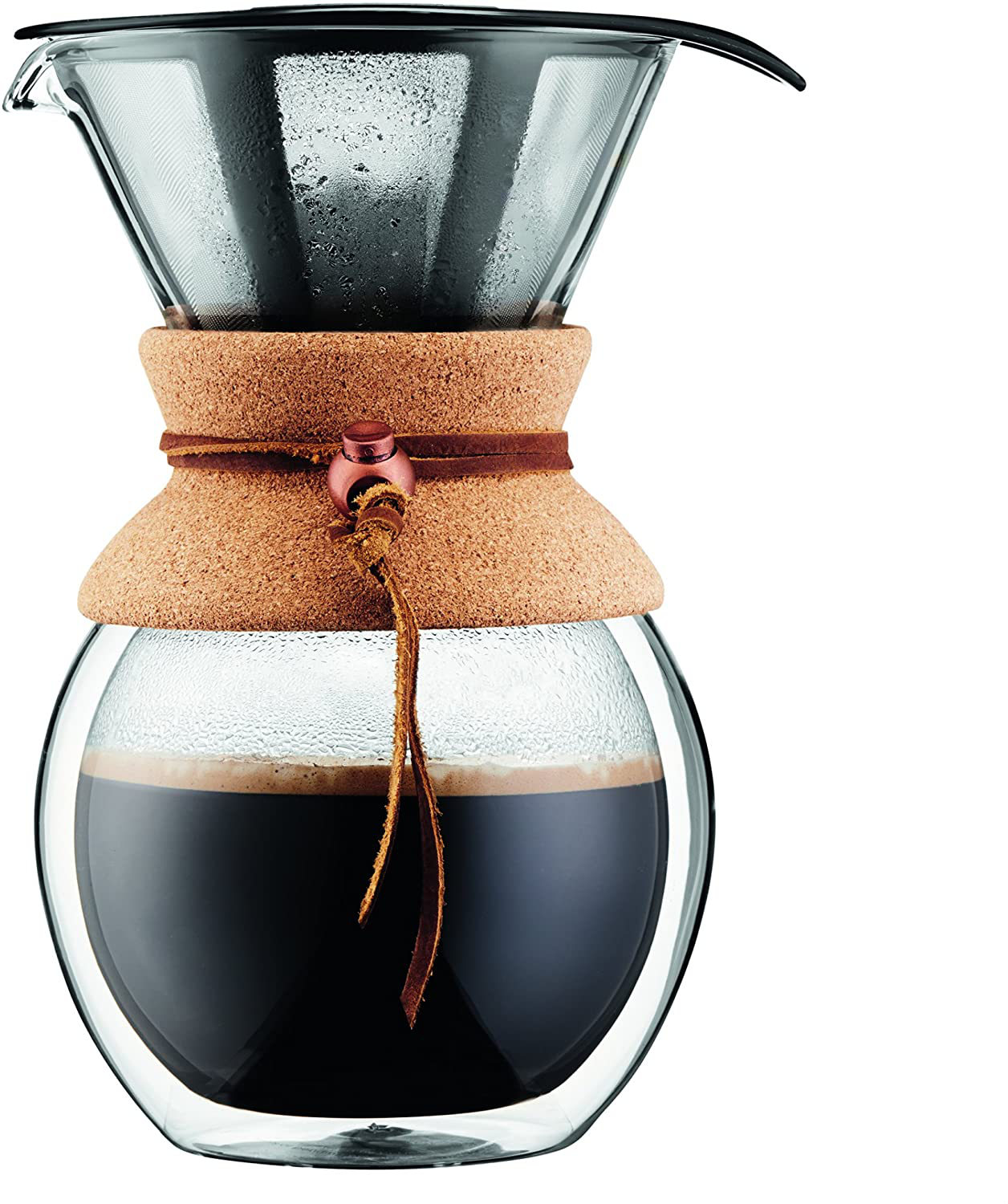 BODUM Pour Over Coffee Maker Grip, 8 Cup, 34 Ounce, Double Wall Cork