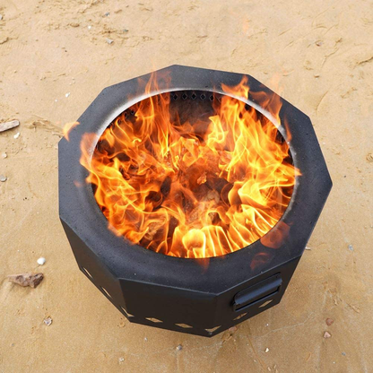 Patented Stainless Bonfire Fire Pit with Portable Carrying Storage Bag, Smoke-Free Firepit Bowl for Wood Pellet with Stand for Outdoor Campfire Flame or BBQ on Patio Garden Backyard - M