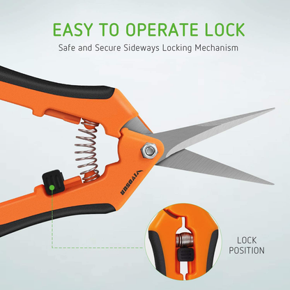 VIVOSUN 6.5 Inch Gardening Hand Pruner Pruning Shear with Straight Stainless Steel Blades Orange