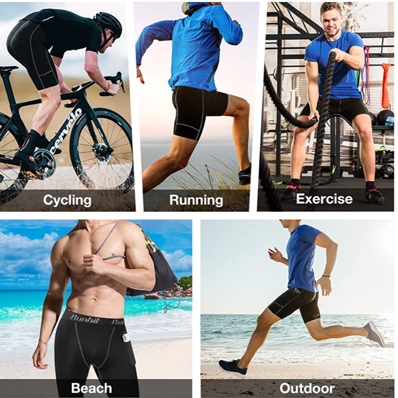 3 Pack Men's Spandex Compression Athletic Shorts With Side Pocket
