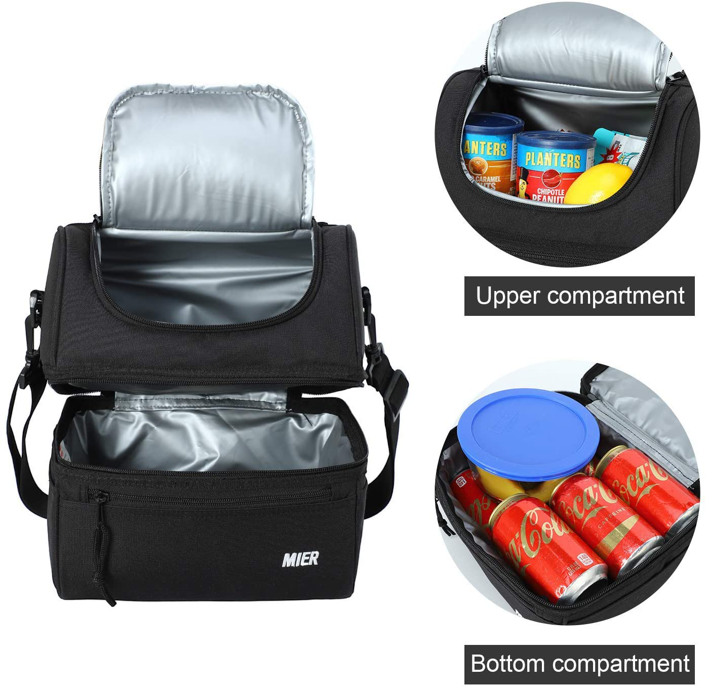 MIER Adult Lunch Box Insulated Lunch Bag Large Cooler Tote Bag for Men, Women, Double Deck Cooler (Dark Red, Large)