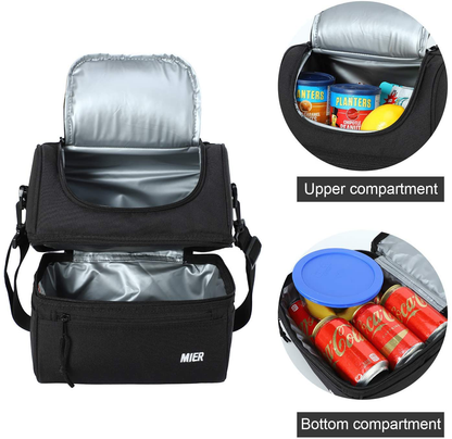 MIER Adult Lunch Box Insulated Lunch Bag Large Cooler Tote Bag for Men, Women, Double Deck Cooler (Dark Red, Large)