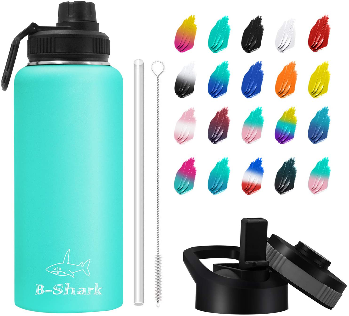 Water Bottle - 24/32/40 oz Water Bottle with Straw, Double Wall Vacuum Stainless Steel Water Bottle with 3 Option Lid Keeps Hot or Cold, Leak Proof Sports Water Bottle for Camping Travel, Office and Outdoor