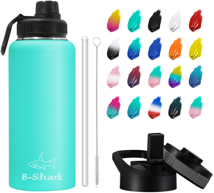 Water Bottle - 24/32/40 oz Water Bottle with Straw, Double Wall Vacuum Stainless Steel Water Bottle with 3 Option Lid Keeps Hot or Cold, Leak Proof Sports Water Bottle for Camping Travel, Office and Outdoor