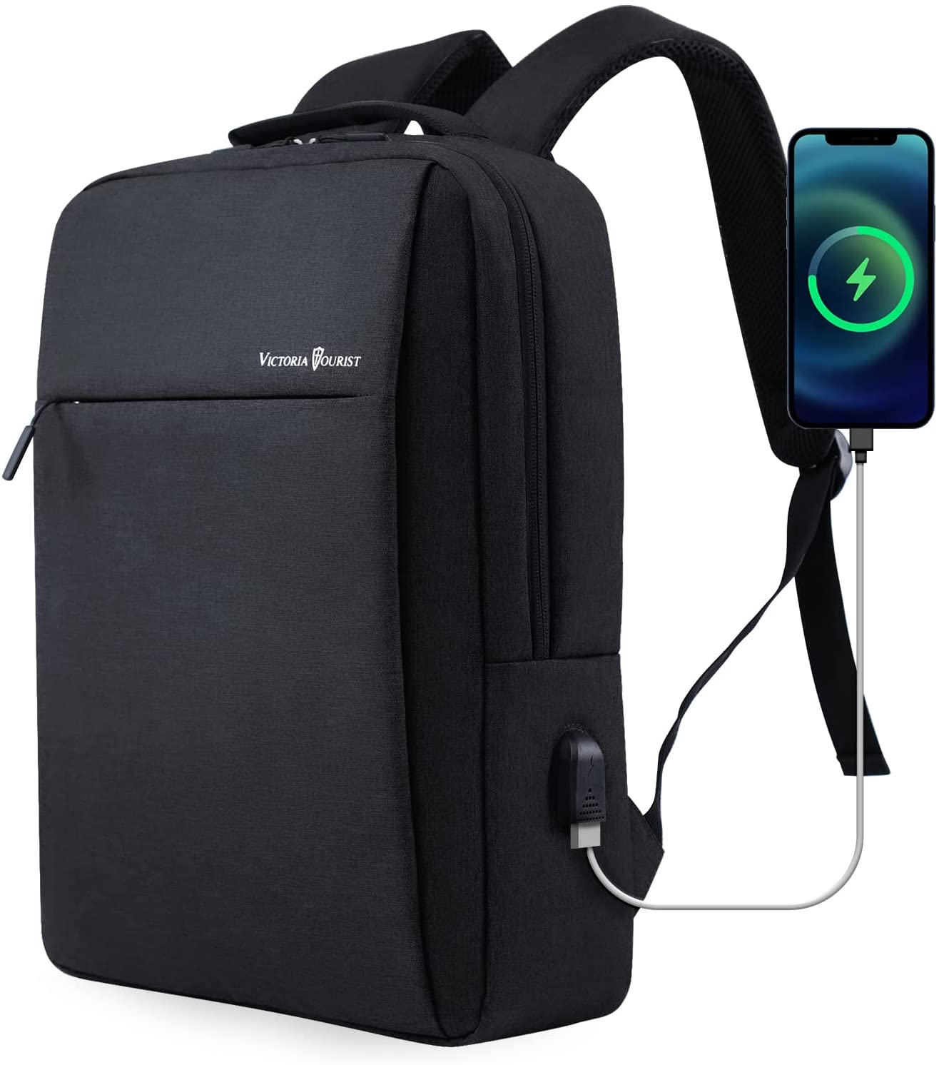 Laptop Backpack 15.6 Inch, Business Slim Durable Travel Water Resistant with USB Charging Port