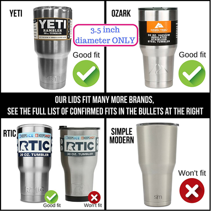 1 Yeti Lids 20/10 oz Spill Proof - No Leak Splash Resistant Vacuum Replacement Black Locking Closure 1 Lid for Tumbler, Fits Ozark Lids Open/Close 3 Inch Diameter by C&Berg