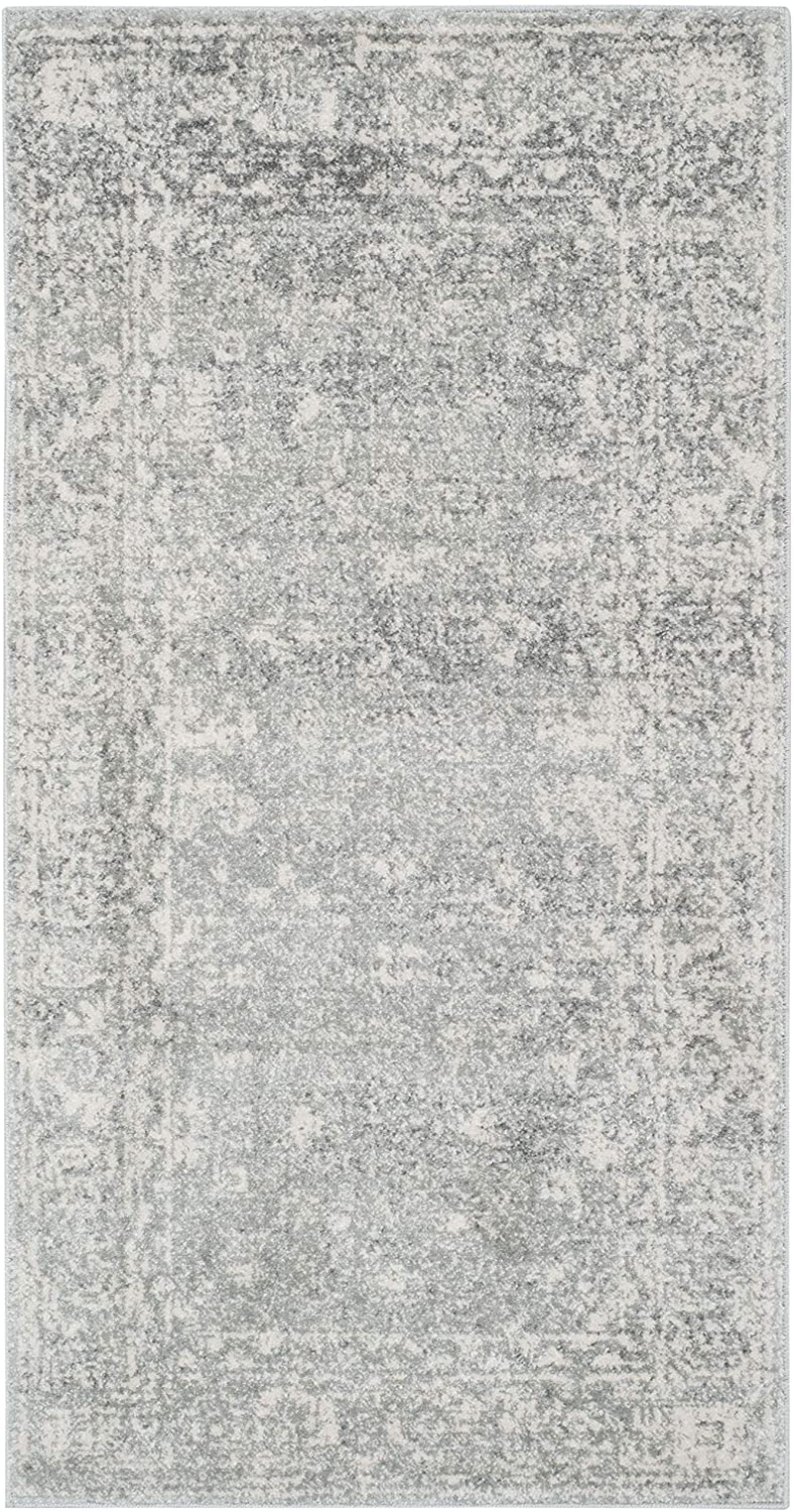 Safavieh Evoke Collection EVK270Z Shabby Chic Distressed Non-Shedding Stain Resistant Living Room Bedroom Accent Rug, 2'2" x 4', Silver / Ivory
