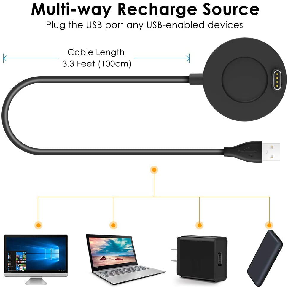 2 Pack Charger Compatible with Garmin Vivoactive 3 4 4S/ Fenix 5 / Fenix 6 6S 6X / Venu Sq Music