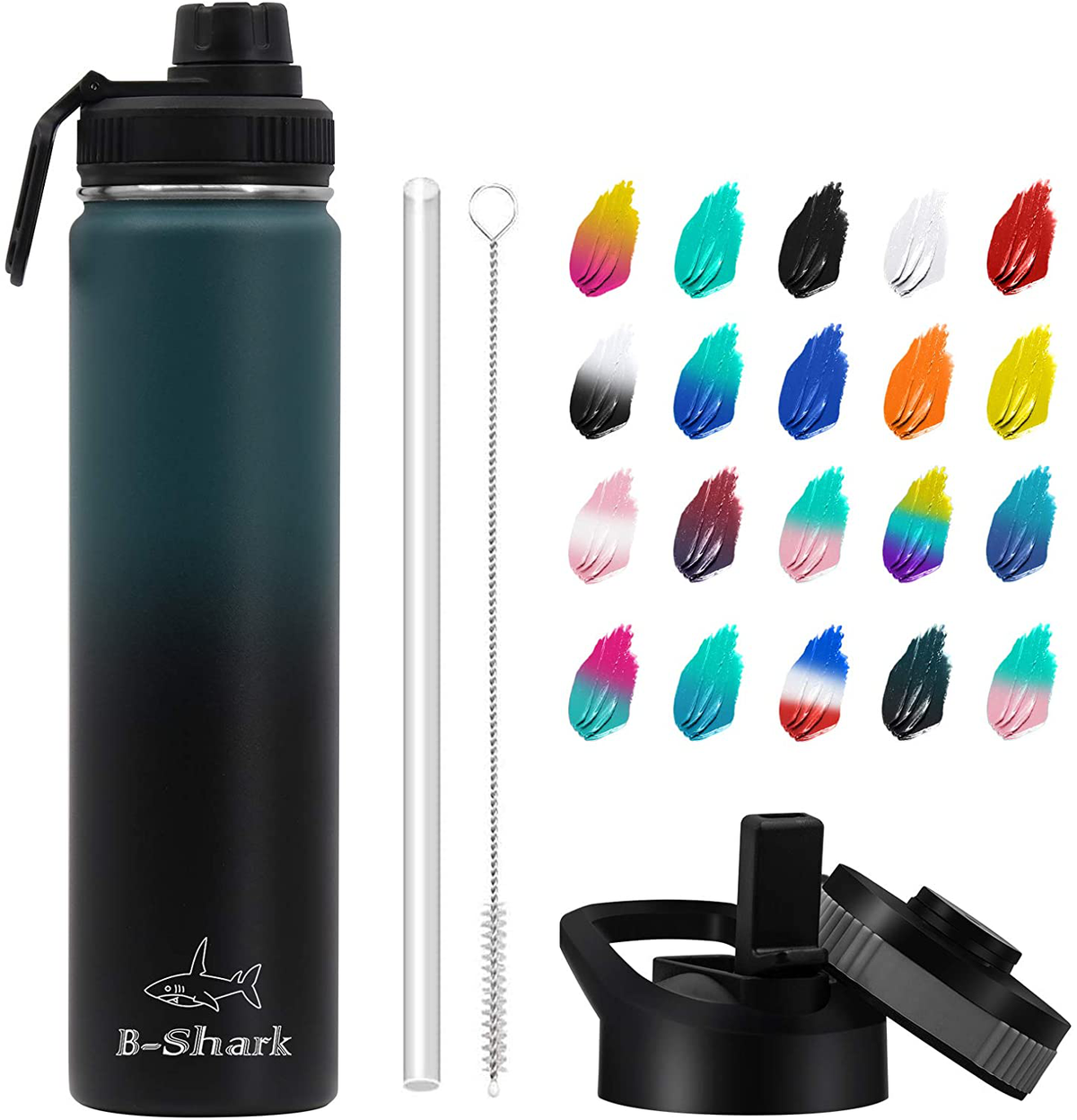 Water Bottle - 24/32/40 oz Water Bottle with Straw, Double Wall Vacuum Stainless Steel Water Bottle with 3 Option Lid Keeps Hot or Cold, Leak Proof Sports Water Bottle for Camping Travel, Office and Outdoor