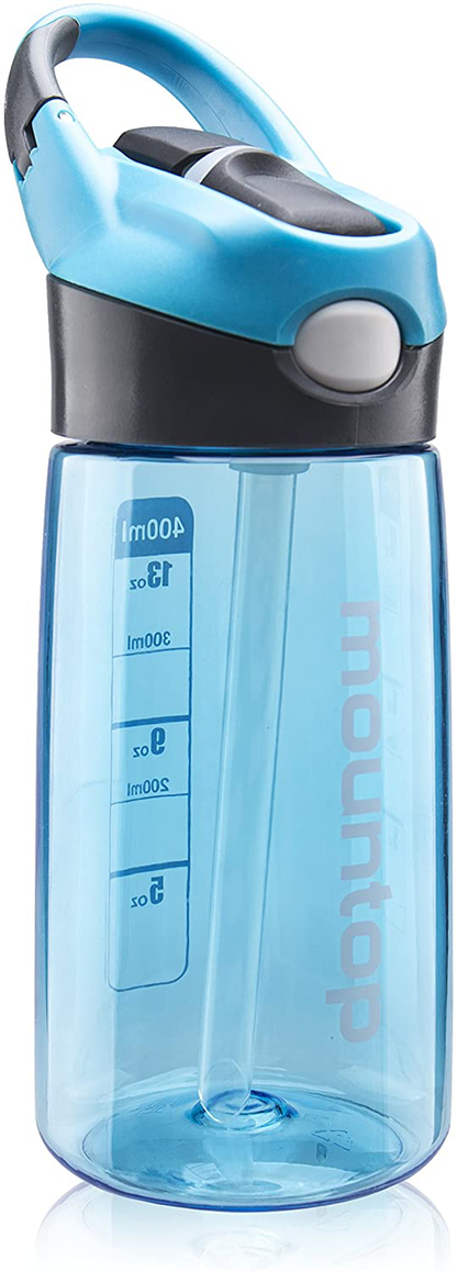 mountop Kids Water Bottle with Straw Lid and Handle, Easy Use for Girls and Boys for School, BPA-Free 14oz 400ml