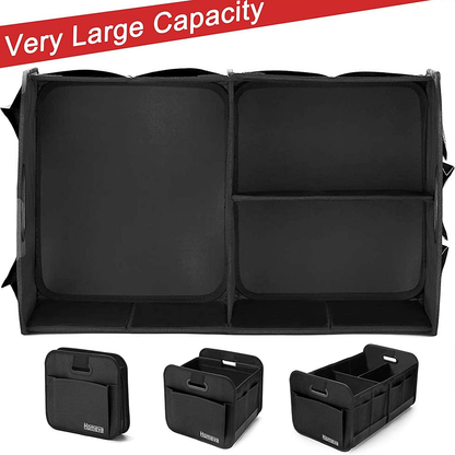 Foldable Trunk Storage Organizer, Reinforced Handles, Suitable for Any Car, SUV, Mini-Van Model Size, Black