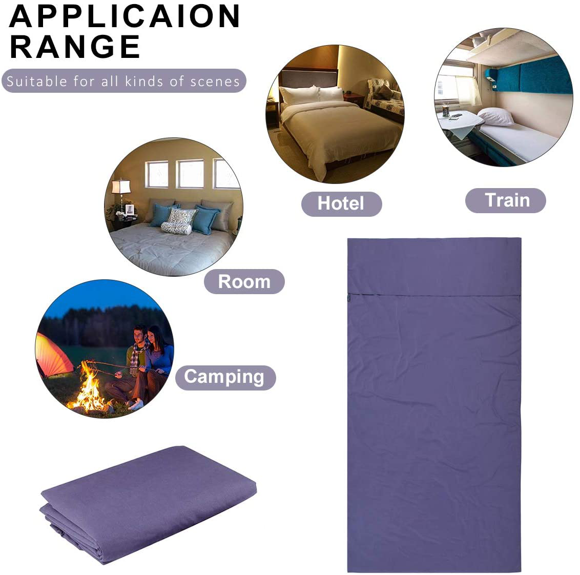 Aiung Sleeping Bag Liner, Lightweight Camping Sheet, Compact Sleep Bag for Hotel Motel and Outdoor