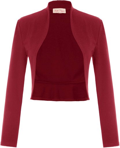 Belle Poque Women's Vintage Cropped Shrug Open Front Long Sleeve Ruffled Bolero Cardigan…