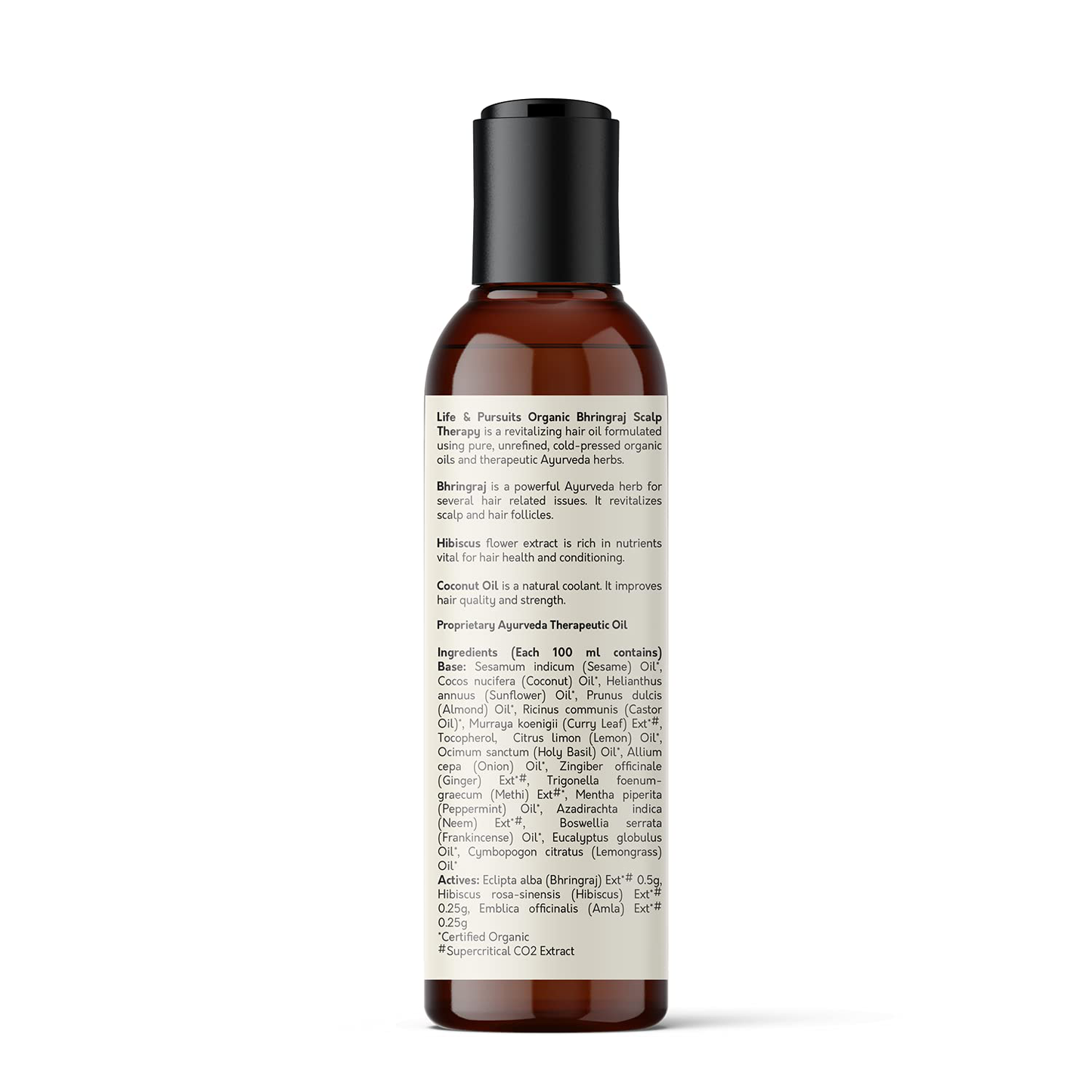 Life & Pursuits Organic Hair Growth Oil (3.38 fl oz) - Ayurvedic Scalp Therapy Oil for Healthy Hair, Goodness of Bhringraj, Amla, Coconut, Sesame, Almond, Onion, & Castor Oil