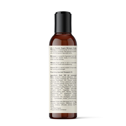 Life & Pursuits Organic Hair Growth Oil (3.38 fl oz) - Ayurvedic Scalp Therapy Oil for Healthy Hair, Goodness of Bhringraj, Amla, Coconut, Sesame, Almond, Onion, & Castor Oil