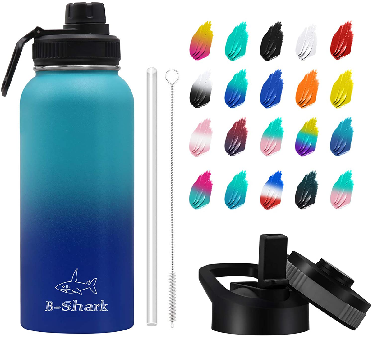Water Bottle - 24/32/40 oz Water Bottle with Straw, Double Wall Vacuum Stainless Steel Water Bottle with 3 Option Lid Keeps Hot or Cold, Leak Proof Sports Water Bottle for Camping Travel, Office and Outdoor