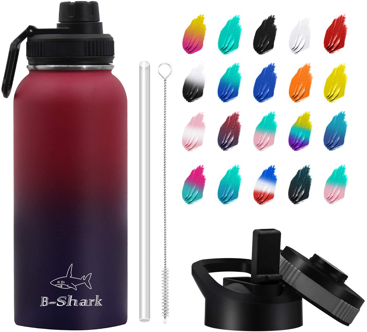 Water Bottle - 24/32/40 oz Water Bottle with Straw, Double Wall Vacuum Stainless Steel Water Bottle with 3 Option Lid Keeps Hot or Cold, Leak Proof Sports Water Bottle for Camping Travel, Office and Outdoor