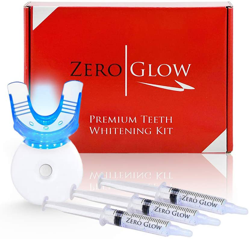 Zero Glow Teeth Whitening Kit Carbamide Peroxide Syringes, LED Light
