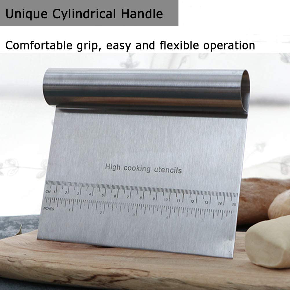 Pro Dough Pastry Scraper/Cutter/Chopper Stainless Steel Mirror Polished with Measuring Scale Multipurpose- Cake, Pizza Cutter - Pastry Bread Separator Scale Knife (1)
