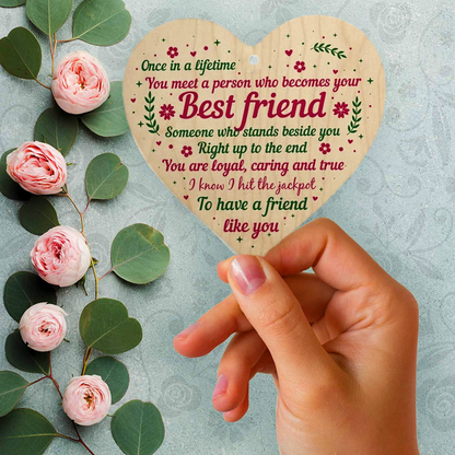 ANLEMIN Wooden Hanging Sign Best Friend Birthday Gifts Thank You Heart Shaped Friendship Plaque Tags Crafts Christmas Home DIY Tree in Heaven Wall Hangings (1PCS)