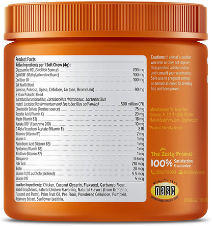 Glucosamine Chondroitin for Joint Support with Omega Fish Oil with Antioxidants and Vitamins for Skin & Heart Health for Dogs