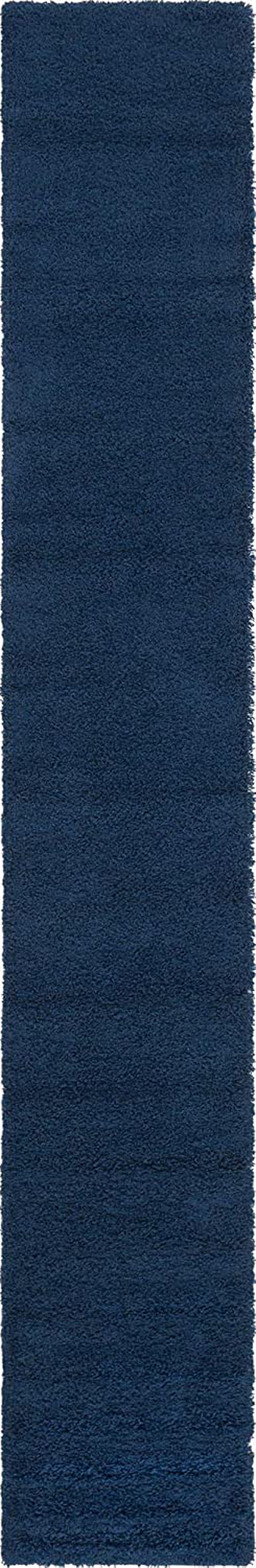 Unique Loom Solo Solid Shag Collection Area Modern Plush Rug Lush & Soft, 2' 6" x 16' 5", Navy Blue