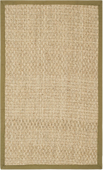Safavieh Natural Fiber Collection NF114G Border Basketweave Seagrass Accent Rug, 2' x 3', Olive