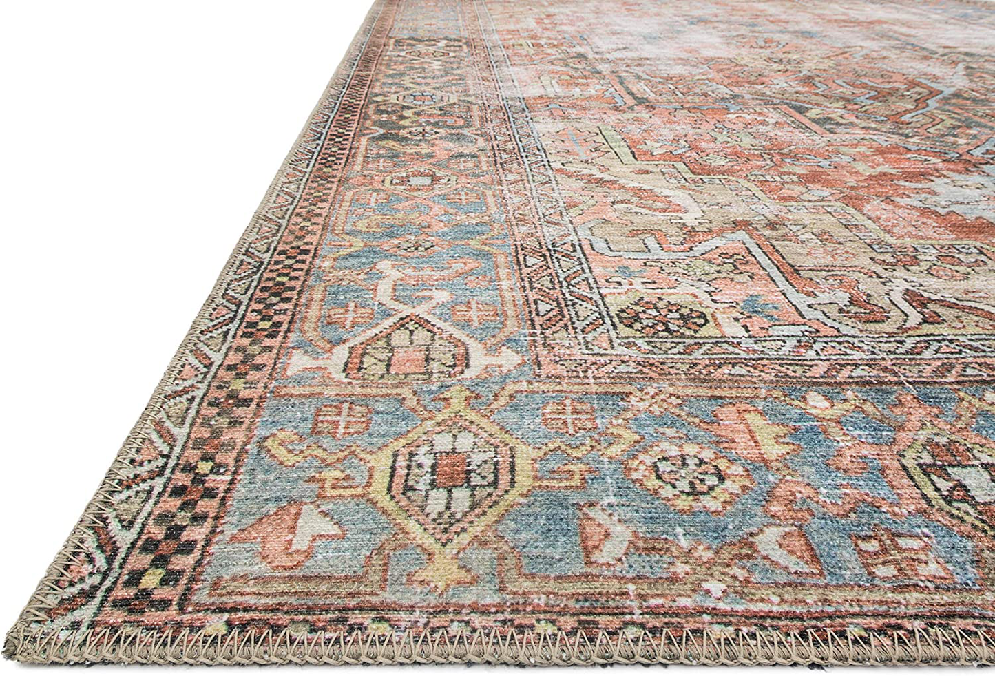 Loloi II Loren Collection Vintage Printed Persian Area Rug 3'-6" x 5'-6" Plum/Multi