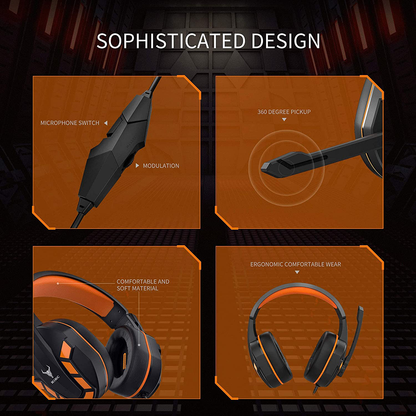 Gaming Headset with Mic and Controllable Volume for Xbox One, PS5, PC, Mobile Phone and Notebook
