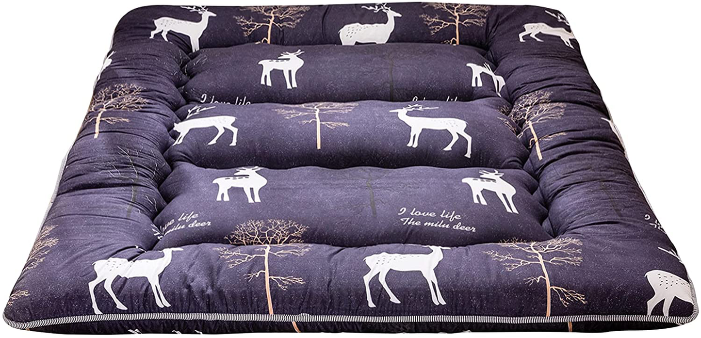 Floral Japanese Futon Floor Mattress, Bed Mattress Topper with Roll Up Design 