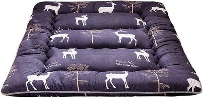 Floral Japanese Futon Floor Mattress, Bed Mattress Topper with Roll Up Design 