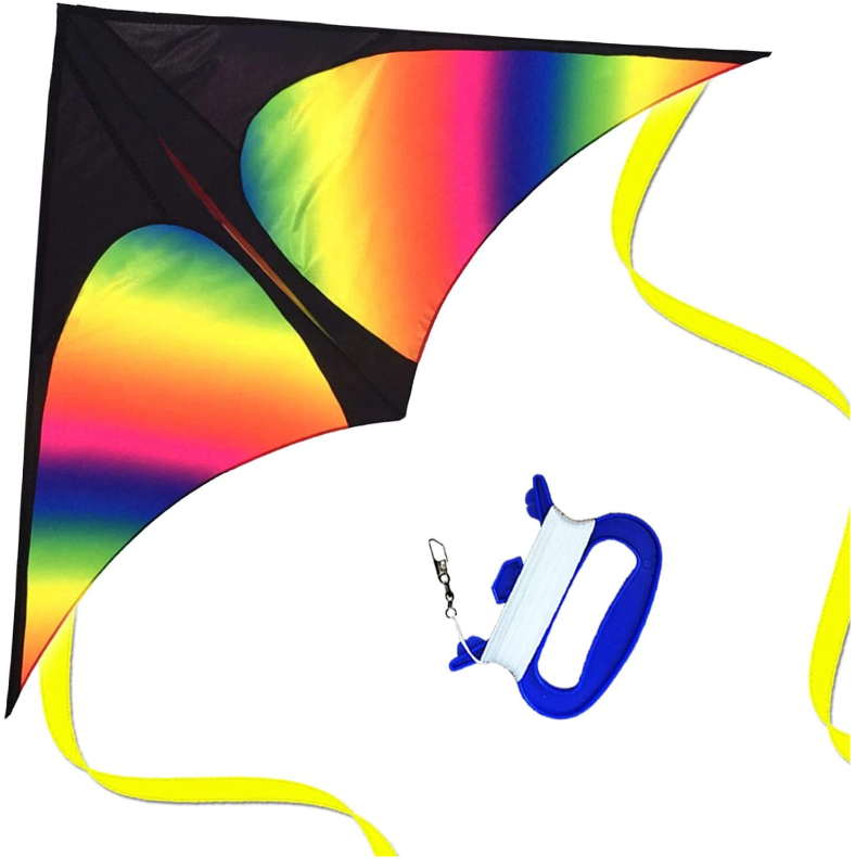 Easy Flyer Rainbow Delta Kite With Kit Line And Swivel Included