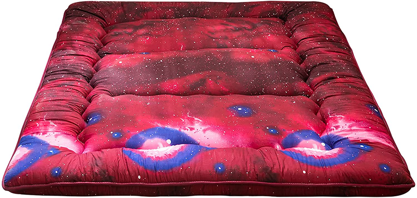 Floral Japanese Futon Floor Mattress, Bed Mattress Topper with Roll Up Design 