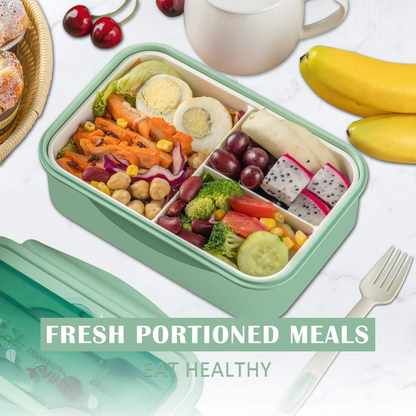 Bento Box for Adults and Kids - 1400ML Bento Box With Spoon & Fork - Durable, Leak-Proof for On-the-Go Meal, BPA-Free and Food-Safe Materials
