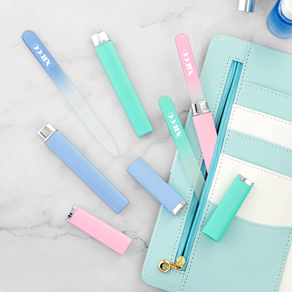 Glass Nail File 3 Pack, Nail File, Glass Nail File with Case, Double Sided Etched Surface Files
