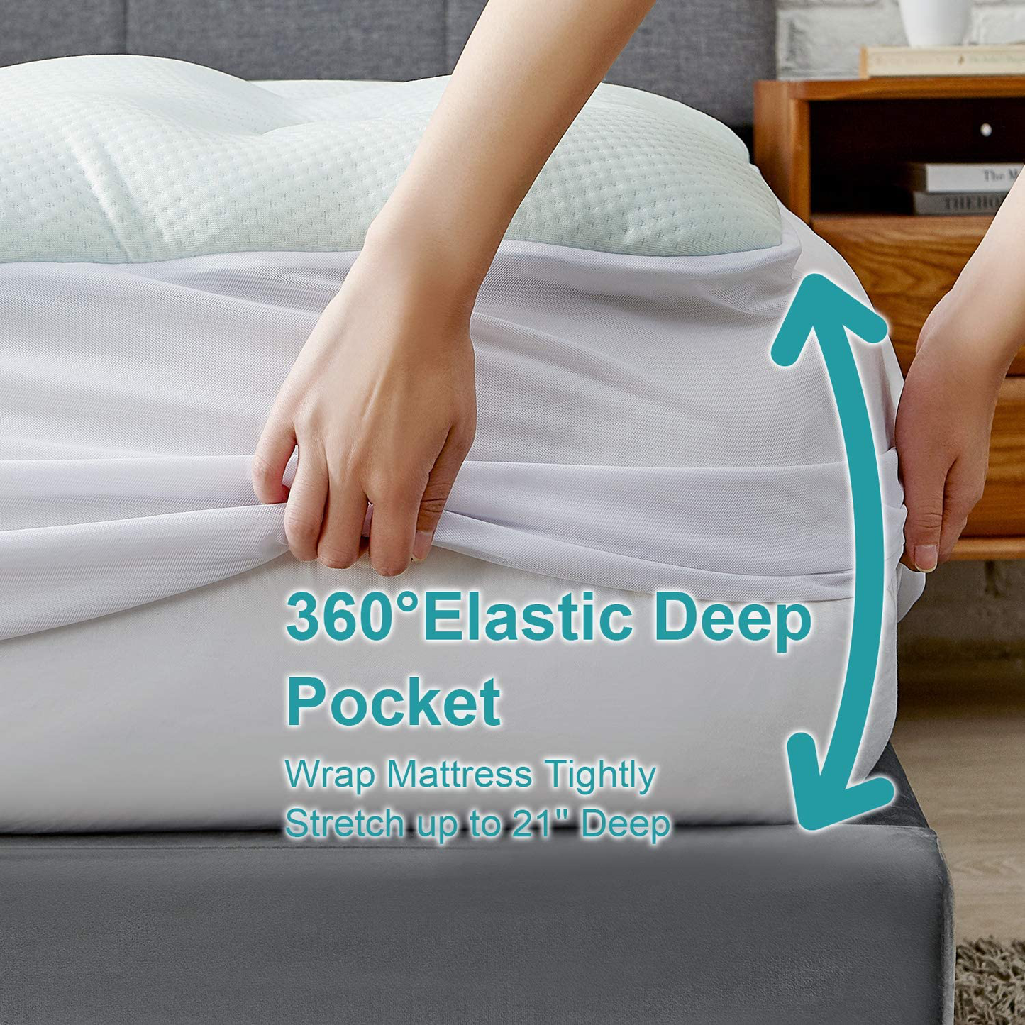 Hansleep Cal-King Memory Foam Mattress Pad Topper,Cooling Gel Bamboo Mattress Pad Fluffy Mattress Protector with Deep Pocket, Breathable Air Mattress Topper Cover, 72x84 Inches