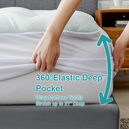 Hansleep Cal-King Memory Foam Mattress Pad Topper,Cooling Gel Bamboo Mattress Pad Fluffy Mattress Protector with Deep Pocket, Breathable Air Mattress Topper Cover, 72x84 Inches