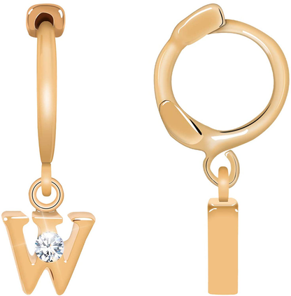 14K Gold Initial Charm Hoop Huggie Earring Handmade Personalized Alphabet Letter CZ Simulated Diamond Cute Hoop Dangle Earrings Gift for Women
