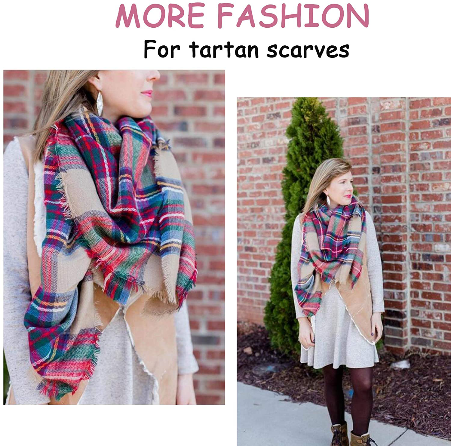 Trendy Plaid Blanket Scarf Women Big Oversized Long Scarves Warm Winter Tartan Checked Shawl Wrap Scarf Gift
