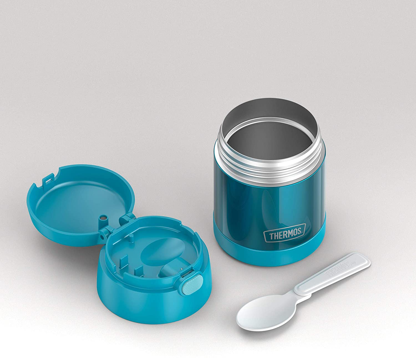 THERMOS FUNTAINER 10 Ounce Stainless Steel Vacuum Insulated Kids Food Jar with Folding Spoon, Navy