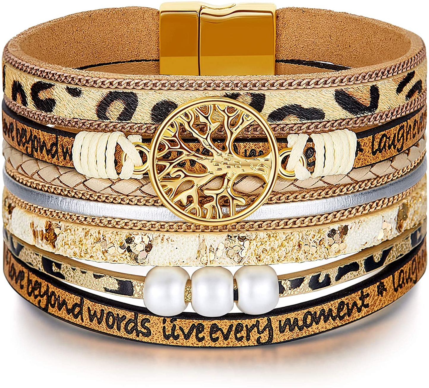 Inspirational Tree of Life Layer Leather Bracelet