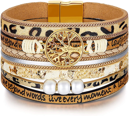 Inspirational Tree of Life Layer Leather Bracelet