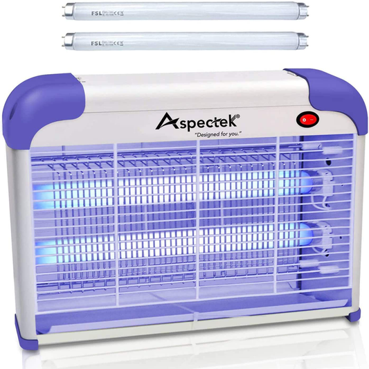 ASPECTEK Bug Zapper & Electric Indoor Insect Killer Mosquito, Bug, Fly Traps & Other Pests Killer[2021 Upgraded] - Powerful Grid 20W Bug Light - Includes 2 Replacements UVA Light Bulbs